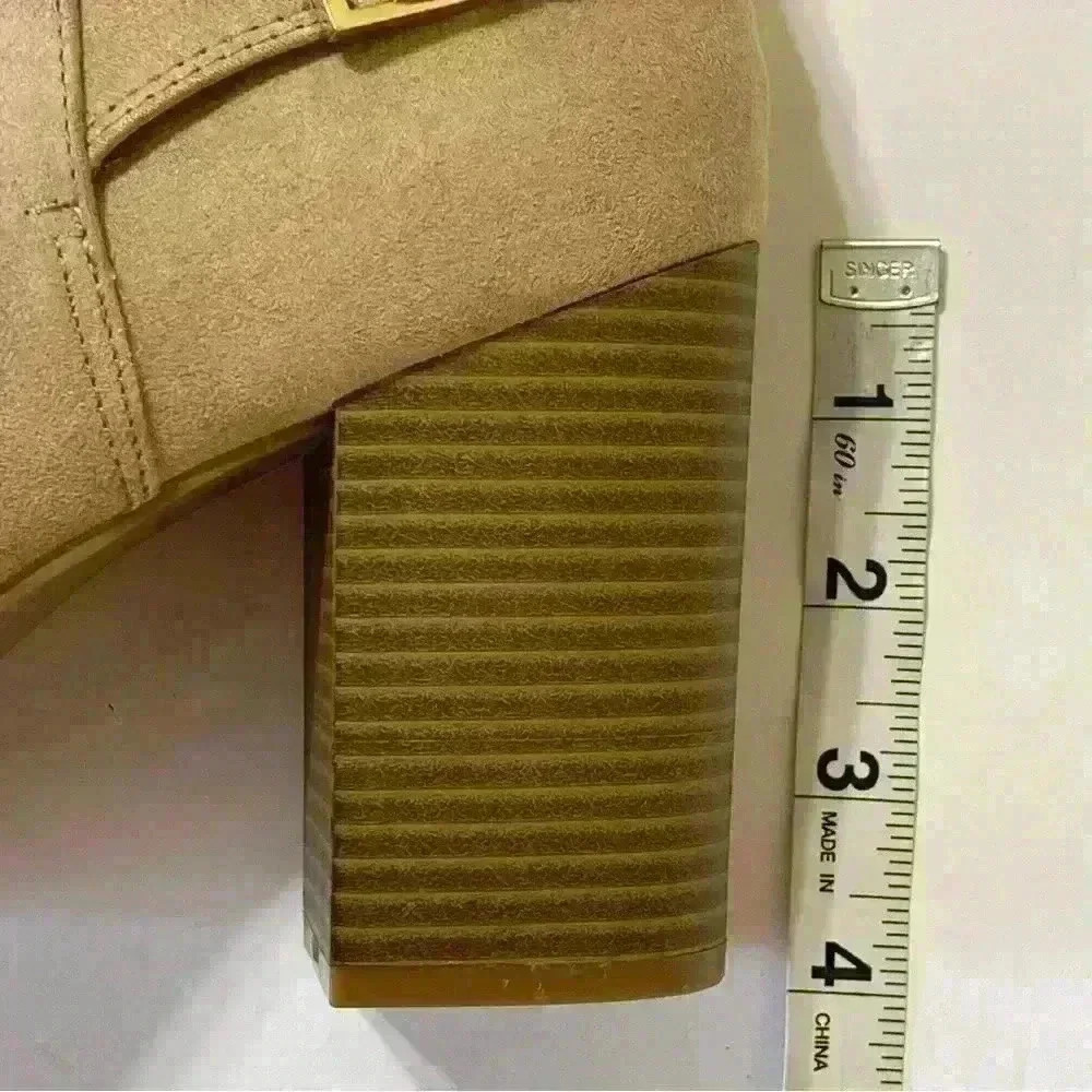 APT 9 Bootie Clocktan Peep Toe High Heel Womens Ankle Boot Size 10 Zip Taupe - Picture 8 of 13